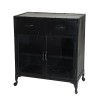 ROMAIN Industrial Black Metal Sideboard - 2 Doors, 2 Drawers