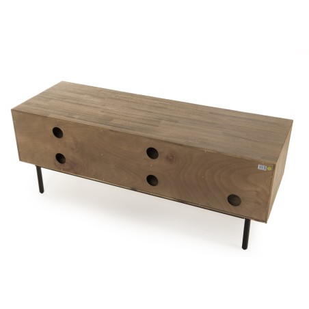 ARTURO TV Stand - Acacia Wood 2 Folding Doors 1 Shelf 1 Niche Metal Legs