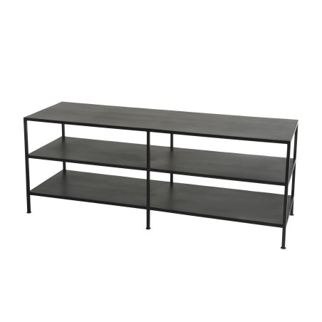 ROMAIN Black TV Stand with 2 Industrial Metal Shelves