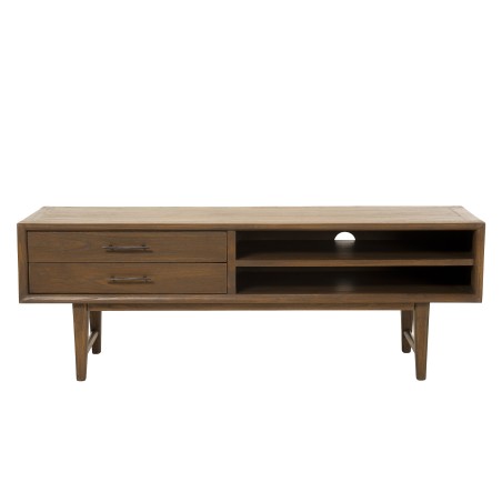 LARA Brown TV Stand with 2 Drawers and 2 Niches | Mindi Wood
