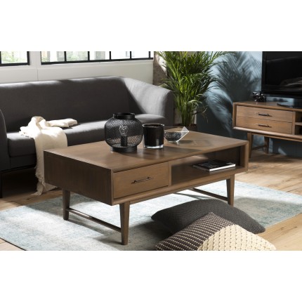 Table basse rectangulaire LARA marron bois Mindi