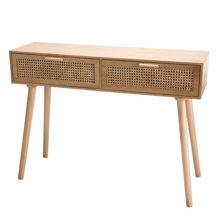 Console RODRIGO - Bois Cannage 2 Tiroirs Naturel