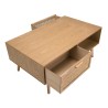 Table basse RODRIGO bois cannage 2 tiroirs 1 niche