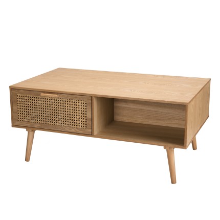 Rodrigo Natural-Coloured Coffee Table with 2 Drawers and 1 Niche