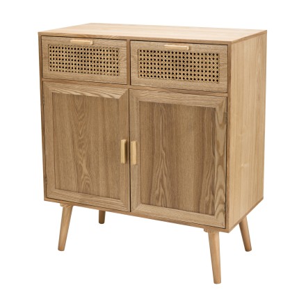 Buffet RODRIGO - Bois Cannage Naturel 2 Tiroirs 2 Portes