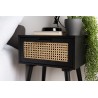 ANGELO Black Wooden Bedside Table with 1 Drawer and Cane Finish