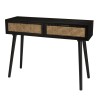 ANGELO Black Wooden Console Table with 2 Drawers and Cane Finish