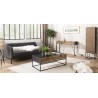 DORIA Black Metal Console Table with 3 Drawers and Natural Cane Finish