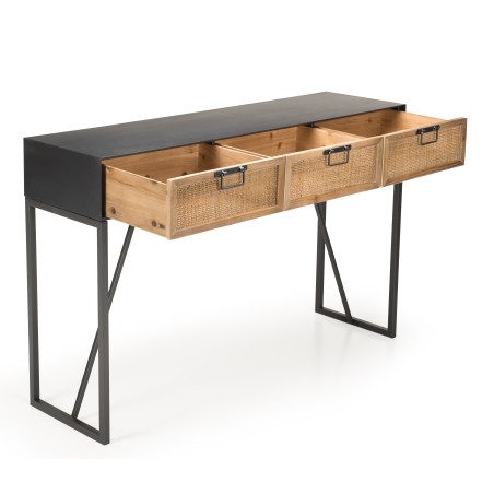 Console DORIA - Métal noir 3 tiroirs