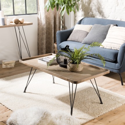 Table basse DORIA - plateau cannage naturel
