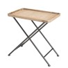 DORIA Rectangular Side Table - Natural Cane Top, Black Metal Legs