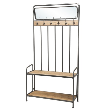 DORIA - Entryway Coat Rack with Mirror and 2 Shelves