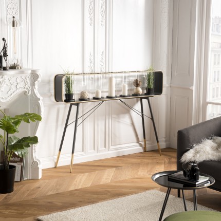 DORIA - Glass and Black & Gold Metal Candle Holders