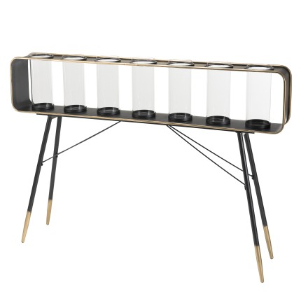 DORIA - Glass and Black & Gold Metal Candle Holders