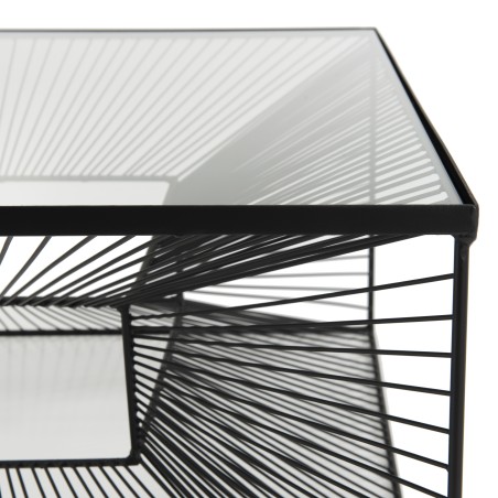 TOD - Square Coffee Table 80.5x80.5cm Black Metal Glass Top