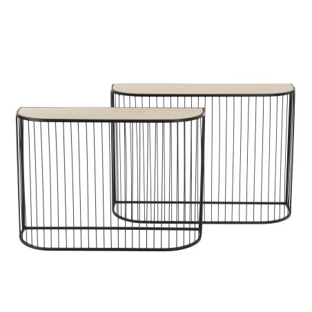 TOD - Set of 2 Consoles Black Metal Light Wood