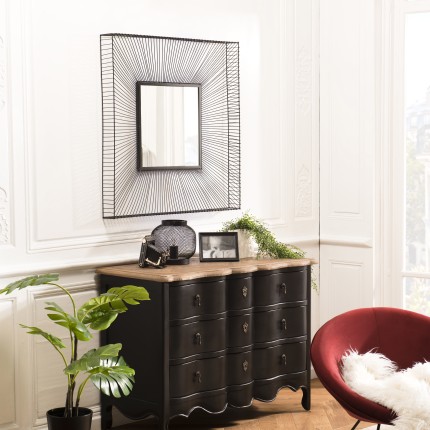 Miroir carré 90x90cm métal noir TOD