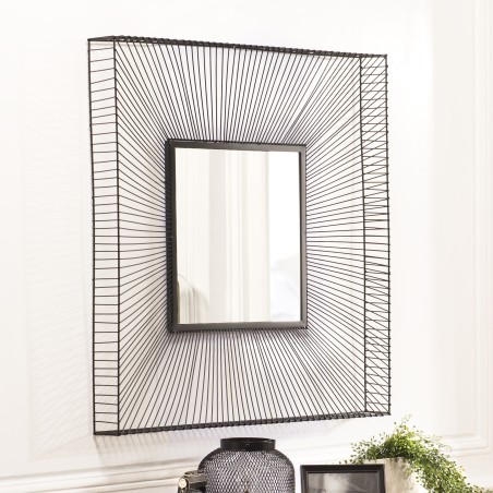 Miroir carré 90x90cm métal noir TOD