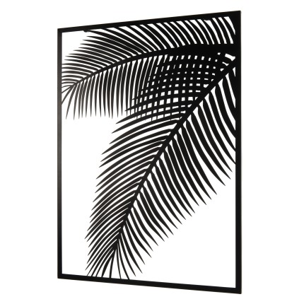 TOD - Rectangular Wall Decoration 74x100cm Black Metal Palm Leaf