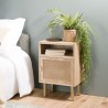 LAURA Bedside Table - Jute Fabric & Gold Metal Legs