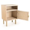 ALINE Bedside Table - Jute Fabric & Gold Metal Legs