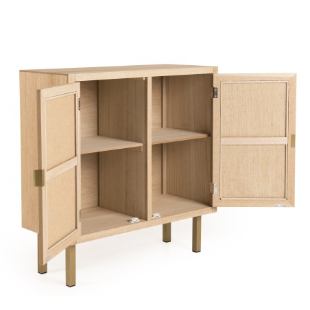 Buffet LAURA - Bois clair et toile de jute