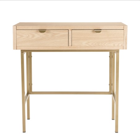 LAURA Console Table with 2 Drawers and Gold Metal Legs