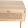 LAURA Coffee Table with 2 Drawers - Jute Fabric and Gold Metal Legs