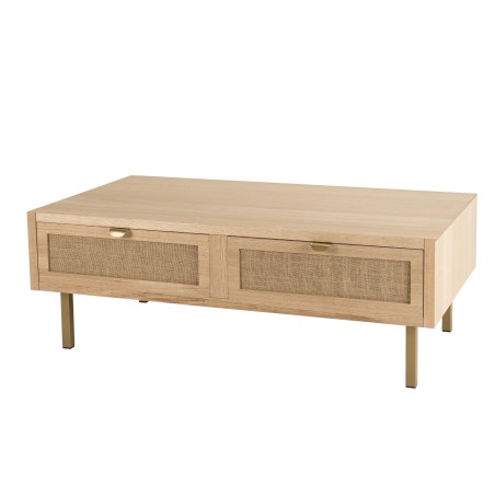 Table basse ALINE- Toile de jute et métal doré