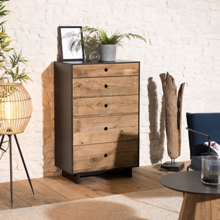Meuble chiffonnier DANDY 5 tiroirs bois Pin recyclé