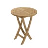 Salon de jardin en bois teck 2 pers - Table ronde 60 cm et 2 chaises taupe