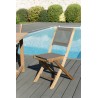 Salon de jardin en bois teck 6/8 pers - Table ovale extensible et chaises textilène