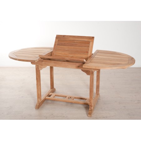 Ensemble de jardin en bois teck 4/6 pers - Table ovale extensible et chaises