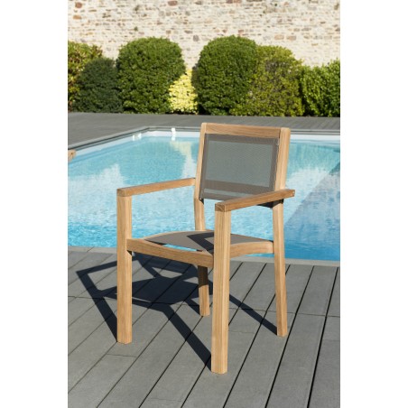 KIM - Teak Wood Garden Set 6/8 pers. - 1 Table 180*90 cm & 6 Stackable Chairs