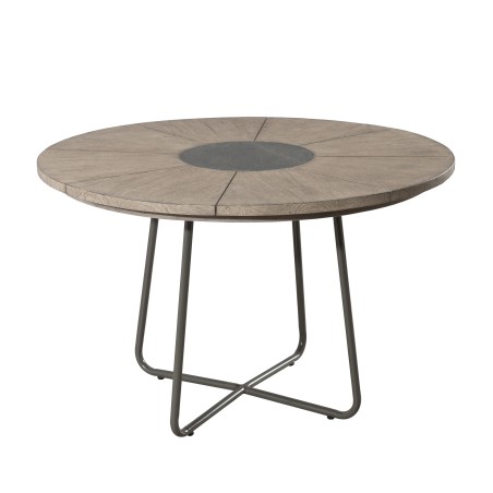 EMILE - Teak Wood Grey Garden Set 4/6 pers - 1 Round Table 120 cm