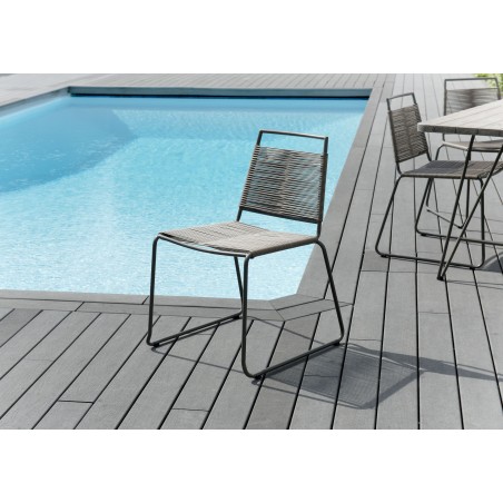 Salon de jardin en bois teck EMILE grise 6/8 pers.