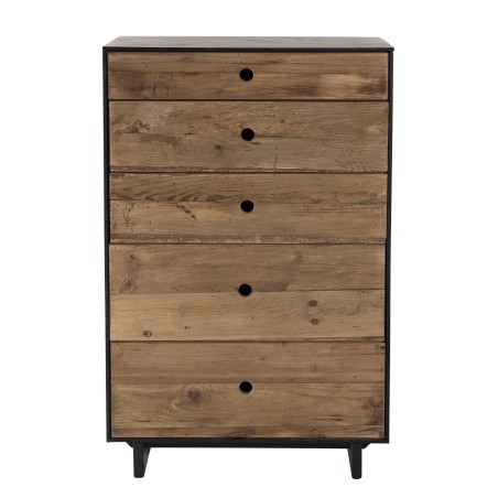 Meuble chiffonnier DANDY 5 tiroirs bois Pin recyclé