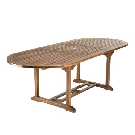 Table de jardin ovale extensible en teck - MAEVA