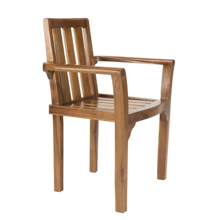 MAEVA - Set of 2 Stackable Armchairs in Oiled Teak Wood