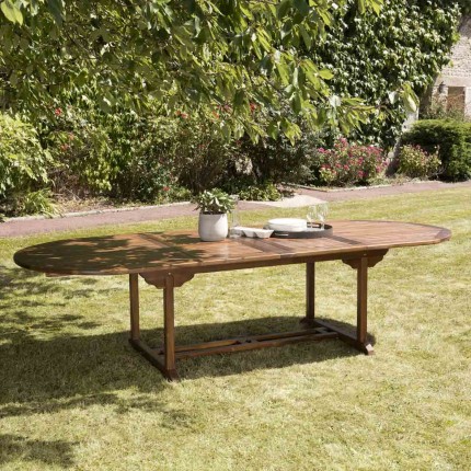 Table de jardin ovale Maeva en bois teck huilé