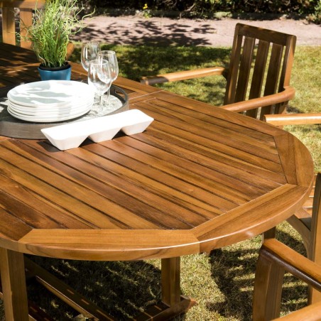 MAEVA Garden Table - Oval Double Extension 200/300 x 120 cm Teak Wood