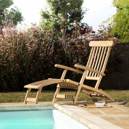 FUN Raw Teak Garden Lounger - Premium Solid Teak Lounger