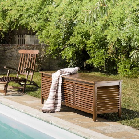 Coffre de jardin en bois teck huilé 200x55cm