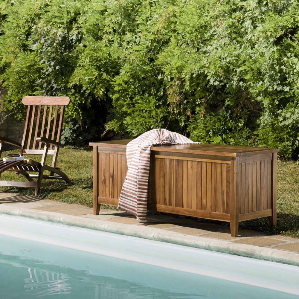 MAEVA Garden Chest in Oiled Teak Wood 165 x 55 cm - Outdoor Furniture MAEVA Garden Chest in Oiled Teak Wood 165 x 55 cm - Outdoor Furniture