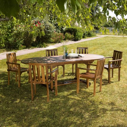 MAEVA Oiled Teak Garden Furniture Set for 8-10 People