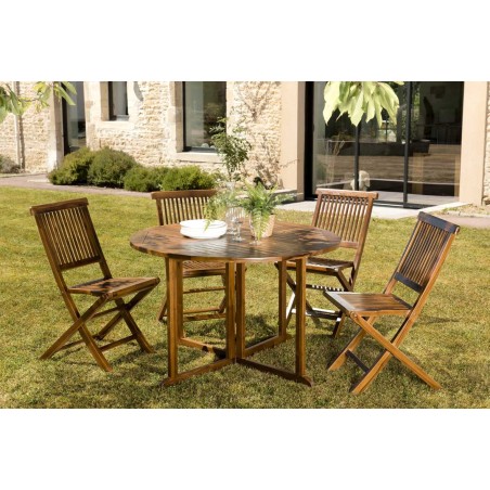 MAEVA - Oiled Teak Garden Furniture Set for 4/5 People