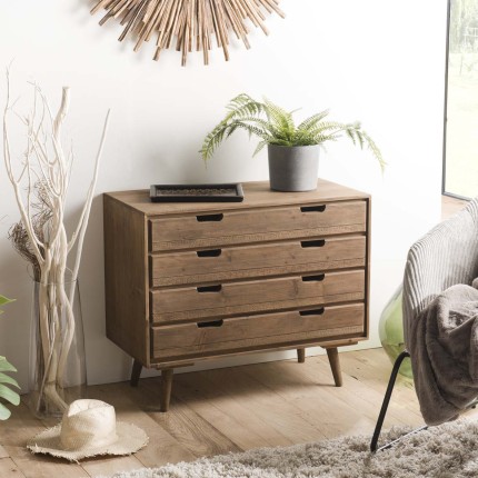 ANDY - Brown Wood Scandi Chest of Drawers | 4 Drawers, Pine