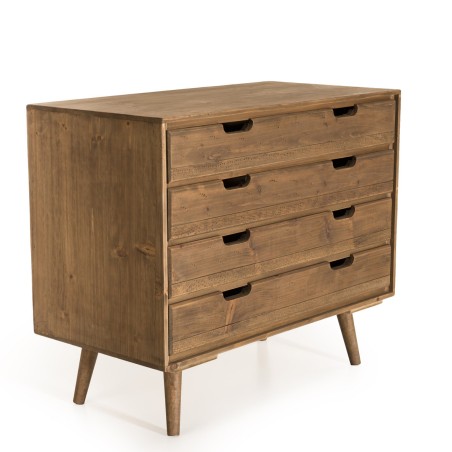 Commode ANDY bois marron 4 tiroirs - Scandinave