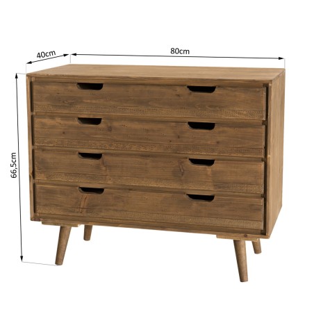 Commode ANDY bois marron 4 tiroirs - Scandinave