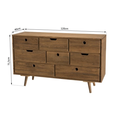 Commode ANDY - Bois de sapin ciré - 8 tiroirs